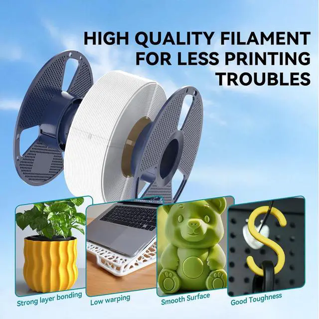 Alt view image 3 of 6 - SUNLU PLA 3D Printer Filament PLA Filament 1.75mm, Neatly Wound 3D Printing Filament 1.75mm, Dimensional Accuracy +/- 0.02 mm, Fit Most FDM 3D Printers, 1kg Spool (2.2lbs), Pure Yellow