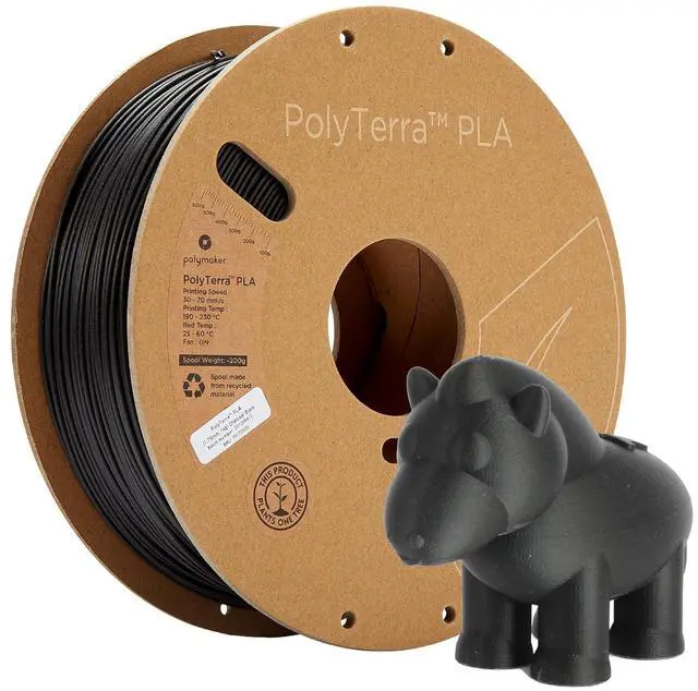 Main image of Polymaker Matte PLA Filament Charcoal Black 1.75mm 1kg 3D Printing Filament, PolyTerra 3D Printer PLA Filament