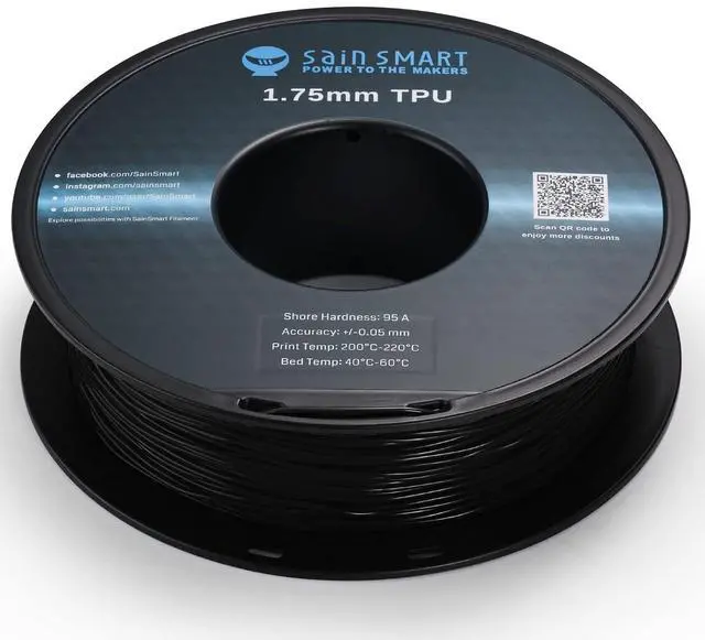Alt view image 5 of 6 - SainSmart TPU Filament 1.75, Blck Flexible TPU 3D Printing Filament, 1.75 mm, 0.8 kg, Dimensional Accuracy +/- 0.05 mm