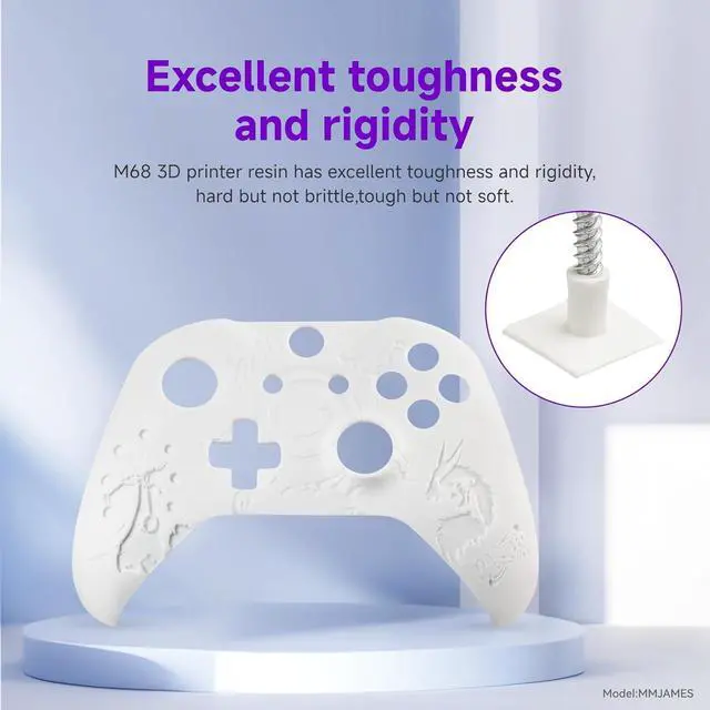 Alt view image 2 of 6 - RESIONE Tough 3D Printer Resin, M68 ABS Like Tough & Rigid Resin, Not Brittle, Non-Yellowing, High Precision UV Curing Photopolymer 3D Printer Liquid for LCD MSLA DLP, White,1KG