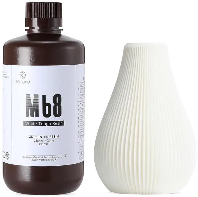 Main image of RESIONE Tough 3D Printer Resin, M68 ABS Like Tough & Rigid Resin, Not Brittle, Non-Yellowing, High Precision UV Curing Photopolymer 3D Printer Liquid for LCD MSLA DLP, White,1KG