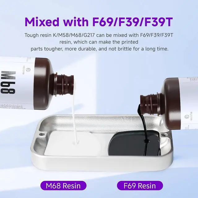 Alt view image 6 of 6 - RESIONE Tough 3D Printer Resin, M68 ABS Like Tough & Rigid Resin, Not Brittle, Non-Yellowing, High Precision UV Curing Photopolymer 3D Printer Liquid for LCD MSLA DLP, White,1KG