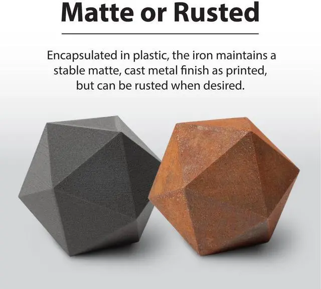 Alt view image 3 of 7 - Protopasta Ferromagnetic Iron PLA 3D Printer Filament | ProtoPlant Metal-Filled PLA Plastic Printer Filament with 45% Iron | Patina Friendly Metal Composite Filament | 500g Metallic Spool