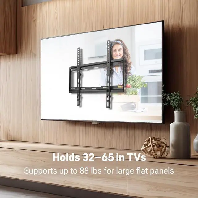 Alt view image 2 of 6 - Manhattan TV Wall Mount - Fits Most 32 to 55 Inch LED, LCD, OLED Flat & Curved TVs, Holds up to 88lbs, Max VESA 400x400mm, Low Profile  Lifetime Mfg Warranty - 460934