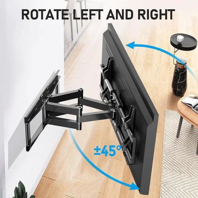 Alt view image 5 of 7 - Full Motion TV Wall Mount - 37-85'' Flat/Curved TVs, Swivel Articulating Arms, Max VESA 600x400mm, Tilt Rotation, Holds up to 135 lbs