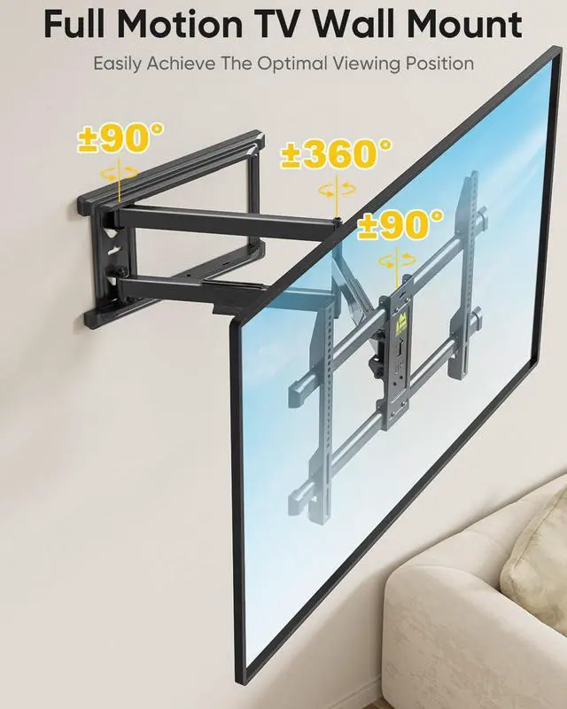 Alt view image 4 of 7 - FORGING MOUNT Corner TV Mount Long Arm TVs Wall Mount for Most 37-75 Inch Flat Curved TVs, 30 Inch Long Extension TV Mount Swivel, Tilt, Full Motion Articulating Arms Max VESA 600x400mm up to 99lbs