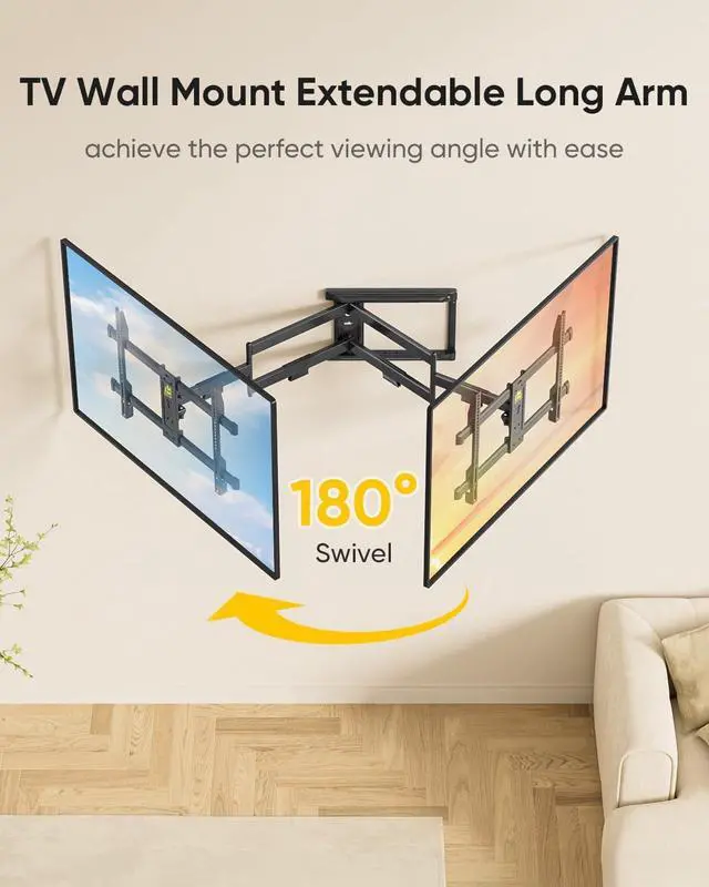 Alt view image 5 of 7 - FORGING MOUNT Corner TV Mount Long Arm TVs Wall Mount for Most 37-75 Inch Flat Curved TVs, 30 Inch Long Extension TV Mount Swivel, Tilt, Full Motion Articulating Arms Max VESA 600x400mm up to 99lbs