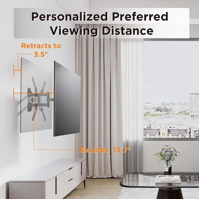 Alt view image 7 of 7 - ProHT Articulating TV Wall Mount TV Stand(05416) Full Motion for Most 23- 55 3D LED, LCD TVs and Screens, +15°~ -15°Tilt; +90°~ -90° Swivel, VESA up to 400x400,Max Load 66lbs