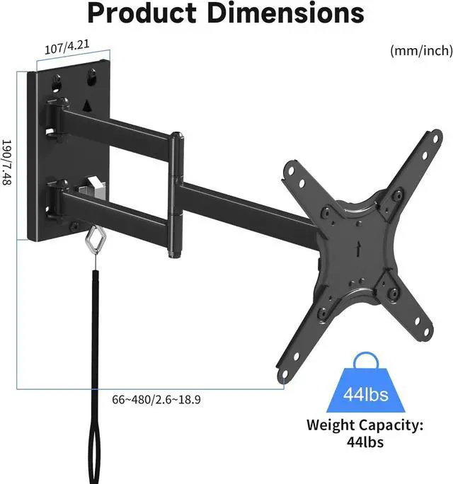 Alt view image 7 of 7 - Suptek Lockable RV TV Mount for 13-43 Inch TVs | Full Motion Locking Wall Mount for Camper, Trailer, Motorhome, Boat, Truck, Indoor and Outdoor, VESA 200mm, Supports 44lbs, Model MA1342