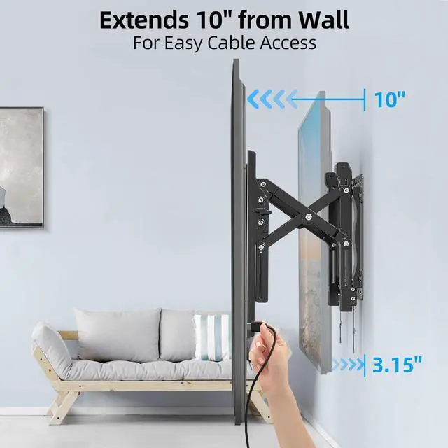 Alt view image 3 of 7 - HOME VISION Ultra-Large TV Mount Bracket for 32-90 Inch TVs, Supports up to 132lbs with Sliding Design, Heavy Duty TV Wall Mount for up to 24" Studs with Swivel, Tilt, Max VESA 600x400mm, HVX601