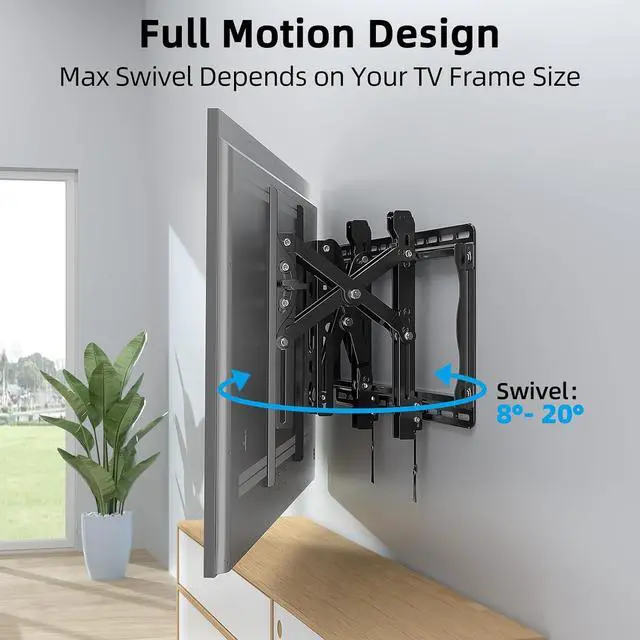 Alt view image 6 of 7 - HOME VISION Ultra-Large TV Mount Bracket for 32-90 Inch TVs, Supports up to 132lbs with Sliding Design, Heavy Duty TV Wall Mount for up to 24" Studs with Swivel, Tilt, Max VESA 600x400mm, HVX601