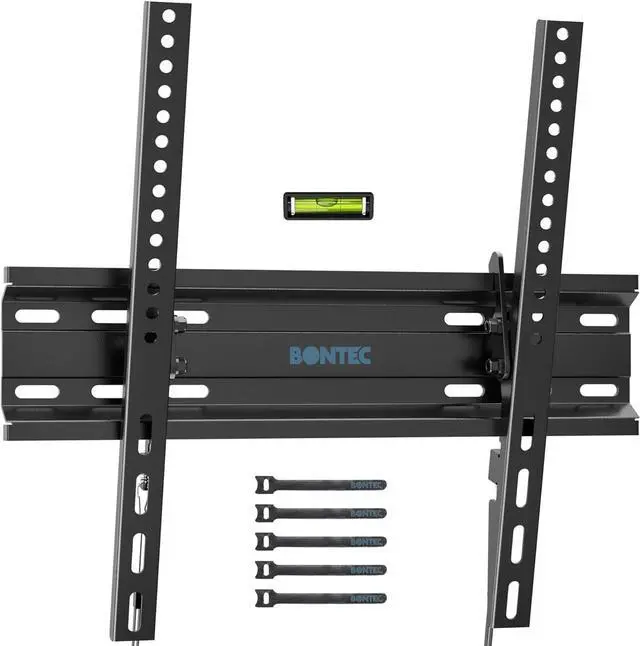Main image of BONTEC TV Wall Mount Tilting for 23-60 inch TVs, Low Profile Design, Max VESA 400x400mm, Holds up to 115lbs, TV Mount for LCD LED OLED Flat Screens, Fixed Ultra Slim Bracket Fits 16" Studs