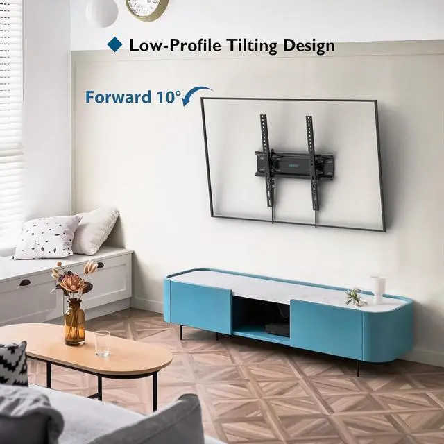 Alt view image 3 of 7 - BONTEC TV Wall Mount Tilting for 23-60 inch TVs, Low Profile Design, Max VESA 400x400mm, Holds up to 115lbs, TV Mount for LCD LED OLED Flat Screens, Fixed Ultra Slim Bracket Fits 16" Studs
