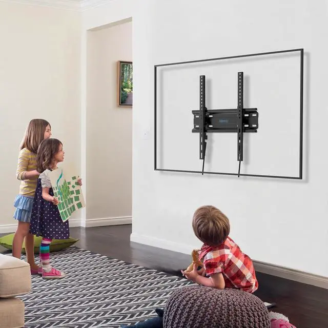 Alt view image 7 of 7 - BONTEC TV Wall Mount Tilting for 23-60 inch TVs, Low Profile Design, Max VESA 400x400mm, Holds up to 115lbs, TV Mount for LCD LED OLED Flat Screens, Fixed Ultra Slim Bracket Fits 16" Studs