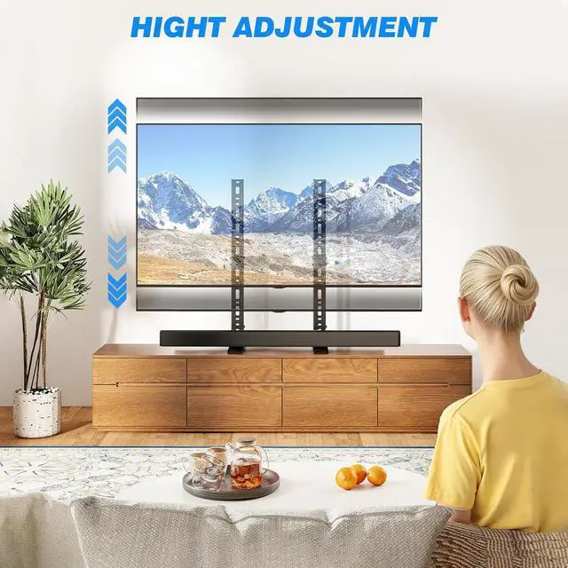 Alt view image 3 of 7 - Rfiver Universal TV Stand for 20-70 inch Flat Curved TVs, Height Adjustable Table Top TV Stand, TV Feet with Cable Management,Steel Replacement TV Legs Holds up to 110 lbs, Max VESA 800x600mm, Black