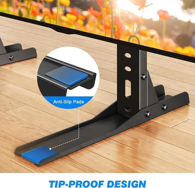 Alt view image 6 of 7 - Rfiver Universal TV Stand for 20-70 inch Flat Curved TVs, Height Adjustable Table Top TV Stand, TV Feet with Cable Management,Steel Replacement TV Legs Holds up to 110 lbs, Max VESA 800x600mm, Black