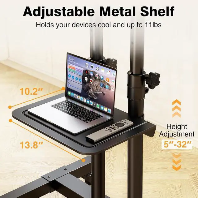 Alt view image 4 of 7 - TAVR Furniture Mobile TV Stand Rolling TV Cart Floor Stand with Mount on Lockable Wheels Height Adjustable for 32-83 Inch TV Stand Flat Screen or Curved TVs Monitors Display Trolley Loading 110 lbs