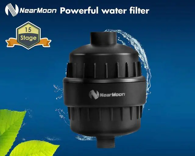 Alt view image 3 of 6 - NearMoon Shower Head and 15 Stage Shower Filter Combo, High Pressure Filtered Shower for Hard Water, Improves the Condition of Your Skin, Hair (8 Inch, Black)