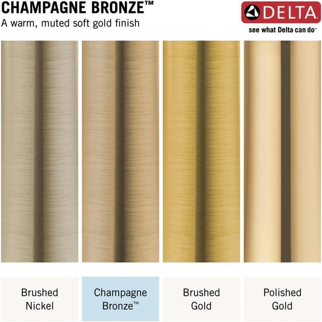 Alt view image 3 of 7 - Delta Brushed Gold Rain Shower Head, 10 Inch Metal Large Shower Head Rainfall, Overhead Rain Showerhead, 2.5 GPM Flow Rate, Lumicoat Champagne Bronze 52162-CZ-PR25
