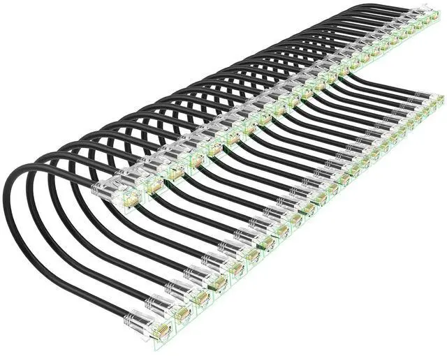 Main image of Cat 6 Patch Cables 1 feet (24Pack), Slim Cat6a Ethernet Patch Cable 10Gbps 550Mhz, UTP Pure Copper Patch Cables Cat6, Flexible Thin Cat6a Patch Cable for Network Devices Setup, Black