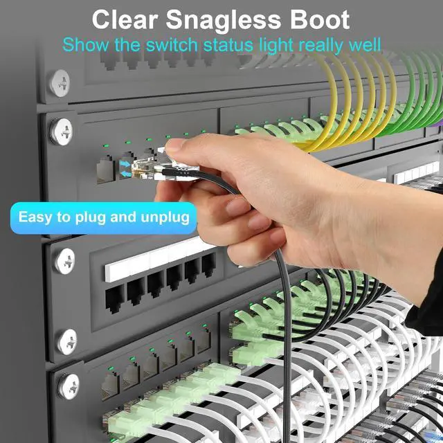 Alt view image 5 of 6 - Cat 6 Patch Cables 1 feet (24Pack), Slim Cat6a Ethernet Patch Cable 10Gbps 550Mhz, UTP Pure Copper Patch Cables Cat6, Flexible Thin Cat6a Patch Cable for Network Devices Setup, Black