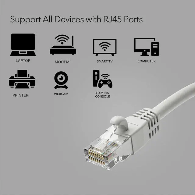 Alt view image 4 of 6 - 24 Pack Snagless Short Cat 5e Ethernet Cable - 10 Ft, High-Speed Internet Network Cable, PoE, RJ45 Connector, Gigabit LAN Patch Cord for Router, Modem, PC, Gaming, Smart TV, PS5, Black