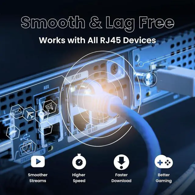 Alt view image 5 of 6 - 24 Pack Snagless Short Cat 5e Ethernet Cable - 10 Ft, High-Speed Internet Network Cable, PoE, RJ45 Connector, Gigabit LAN Patch Cord for Router, Modem, PC, Gaming, Smart TV, PS5, Black