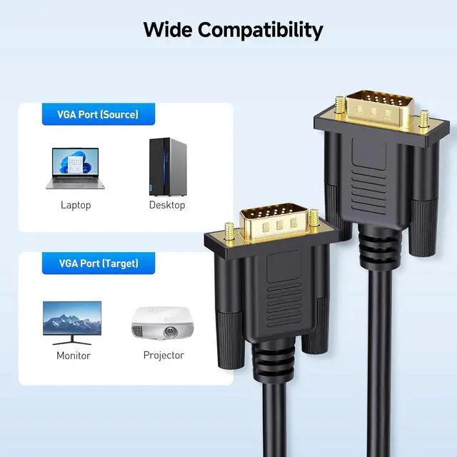 Alt view image 5 of 7 - Cable Matters VGA Cable with Ferrites - 6ft, VGA Cord for Computer Monitor, Monitor Cable Male to Male