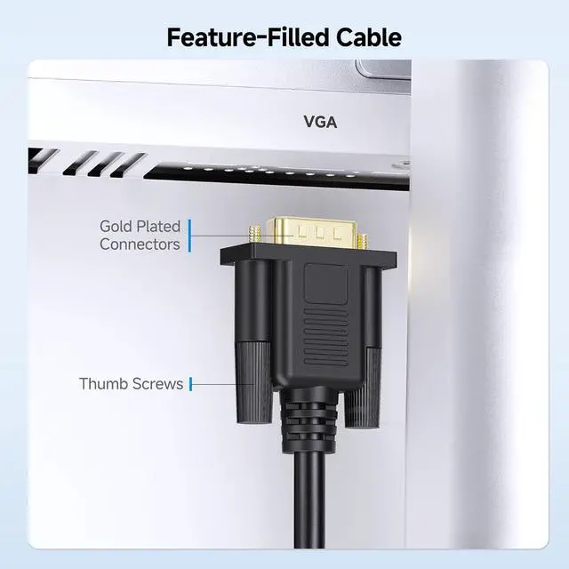 Alt view image 7 of 7 - Cable Matters VGA Cable with Ferrites - 6ft, VGA Cord for Computer Monitor, Monitor Cable Male to Male