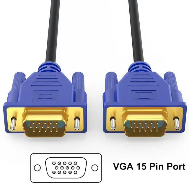Alt view image 6 of 6 - VGA Cable 10 Feet, VGA Computer Monitor Cable Adapter, Gold-Plated Shielded VGA Cord HD15 1080P@60Hz Full HD High Resolution Pure Copper Wire for TV Computer Monitor Display Projector-Blue