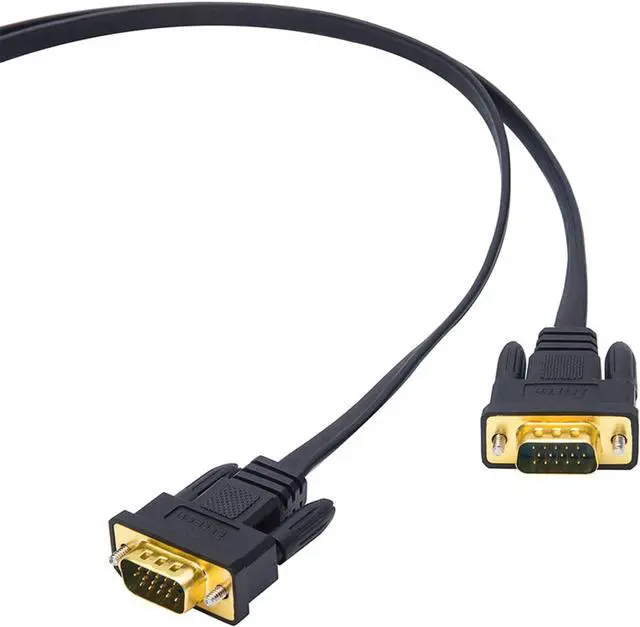 Alt view image 4 of 7 - DTech 25ft Ultra Thin Flat Type Computer Monitor VGA Cable Standard 15 Pin Male to Male Connector SVGA Wire 25 Feet - Black