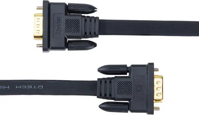 Alt view image 3 of 7 - DTech 25ft Ultra Thin Flat Type Computer Monitor VGA Cable Standard 15 Pin Male to Male Connector SVGA Wire 25 Feet - Black