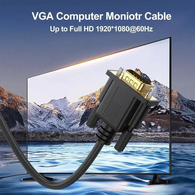 Alt view image 2 of 6 - VGA Cables 6FT 5-Pack,VGA Monitor Computer Cable 1080P@60Hz Full HD 15pin Male to Male Shielded VGA Cord for Computer Monitor/PC/Laptops/TV/Projectors and More