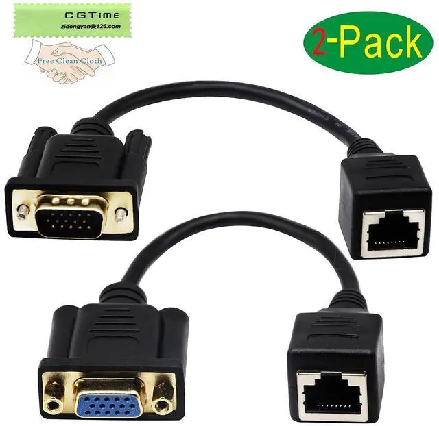 Alt view image 2 of 7 - zdyCGTime RJ45 to VGA Cable, VGA 15-Pin Port Female&Male to RJ45 Female Cat5/6 Ethernet LAN Console for Multimedia Video15CM/6Inch 2Pack
