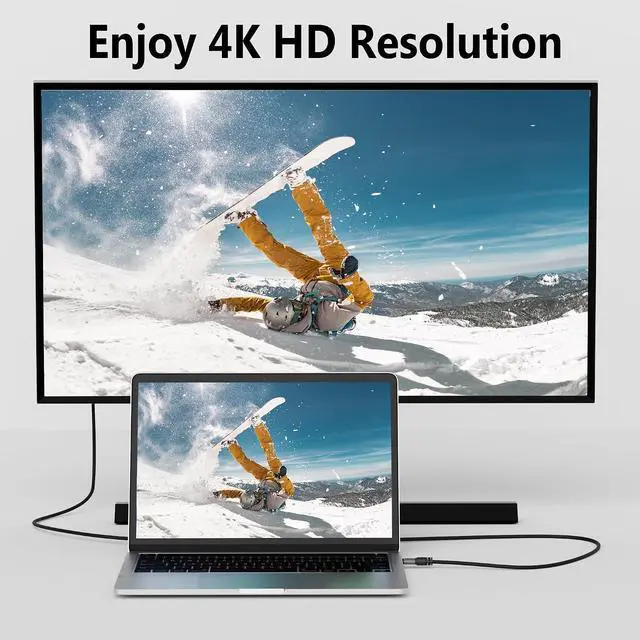 Alt view image 2 of 7 - 4K USB C to DVI Cable 10 FT, USB Type-C to DVI-D Adapter, (Thunderbolt 3/4) Compatible with iPhone 17/16/15 Series, MacBook Pro/Air, iPad Pro, iMac, Galaxy S24, XPS, Surface Book 3 and More, Real 4K