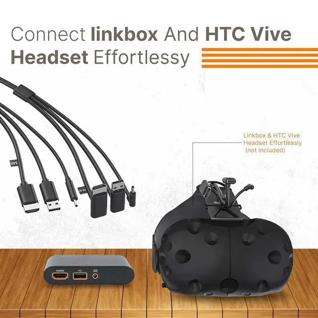 Alt view image 3 of 6 - Skywin 3-in-1 Round HTC Vive Compatible Cable (5 Meters / 16 Feet), Replacement 3-in-1 Connection Cable for HTC Vive Headset and Linkbox (Black)