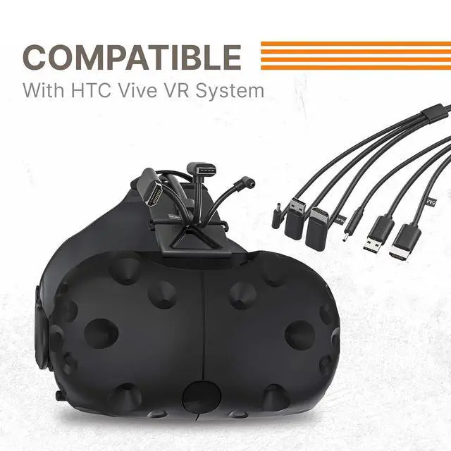 Alt view image 4 of 6 - Skywin 3-in-1 Round HTC Vive Compatible Cable (5 Meters / 16 Feet), Replacement 3-in-1 Connection Cable for HTC Vive Headset and Linkbox (Black)