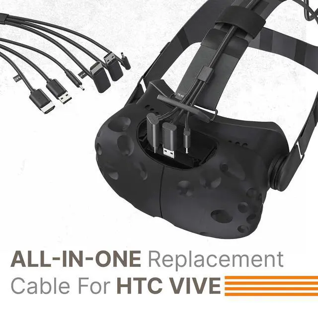 Alt view image 6 of 6 - Skywin 3-in-1 Round HTC Vive Compatible Cable (5 Meters / 16 Feet), Replacement 3-in-1 Connection Cable for HTC Vive Headset and Linkbox (Black)