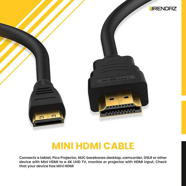 Alt view image 2 of 5 - BRENDAZ Standard Mini HDMI to HDMI Cable Compatible with Canon EOS 5D Mark II, Mark III and EOS Rebel T7i 60D T6i T6 T6s T5 T5i DSLR Camera, (6-Feet)