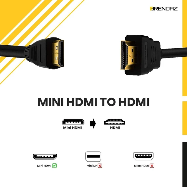 Alt view image 3 of 5 - BRENDAZ Standard Mini HDMI to HDMI Cable Compatible with Canon EOS 5D Mark II, Mark III and EOS Rebel T7i 60D T6i T6 T6s T5 T5i DSLR Camera, (6-Feet)