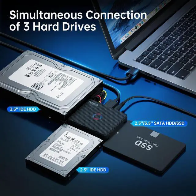 Alt view image 2 of 7 - FIDECO SATA/IDE to USB 3.0 Adapter, Hard Drive Adapter Cable Converter for Universal 2.5/3.5 Inch IDE HDD, 2.5 Inch SSD, 5.25-Inch DVD/CD Drive