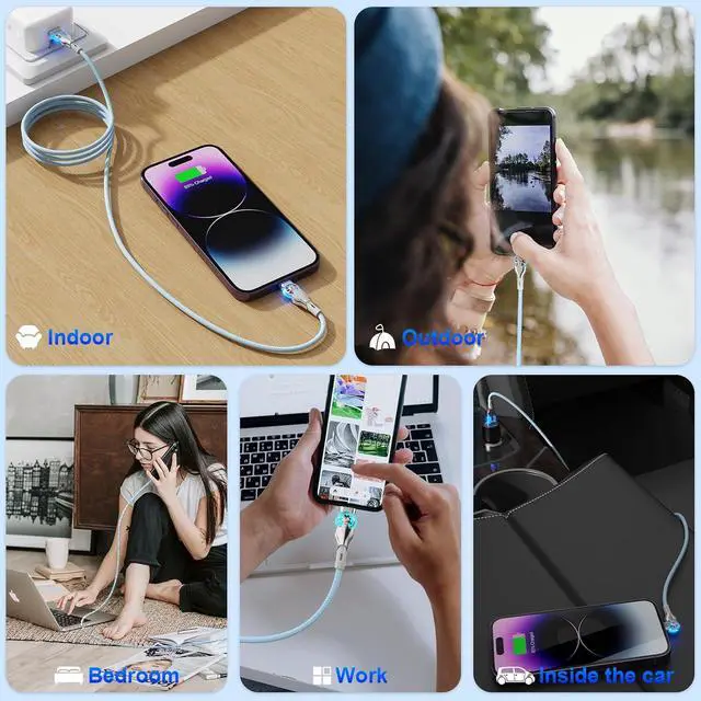 Alt view image 7 of 7 - MTAKYI Bidirectional 90 Degree Charging Cable 6FT, 180°Rotating Angle Lightning Cable, High Speed Data Sync Lightning Charger Cable for Phone 14/13/12/11/Pro/Max/XS/XR/X/8/7/Plus/6S