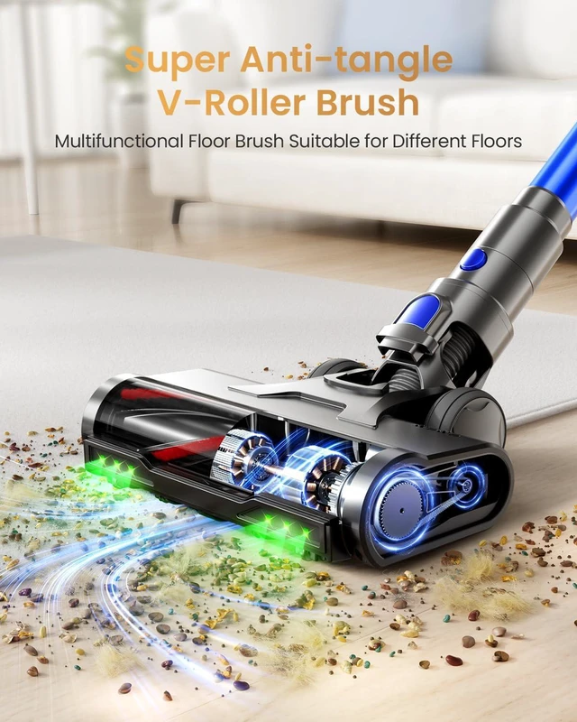 Alt view image 5 of 7 - Cordless Vacuum Cleaner, Upgraded 650W 60KPA 70Mins Vacuum Cleaners for Home with Self-Standing Vacuum Cleaner Stick, Anti-tangle Wireless Vacuum, OLED Screen 1.8L Cup for Pet Hair/Carpets/All Floor