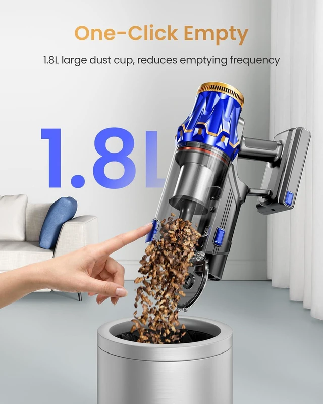 Alt view image 7 of 7 - Cordless Vacuum Cleaner, Upgraded 650W 60KPA 70Mins Vacuum Cleaners for Home with Self-Standing Vacuum Cleaner Stick, Anti-tangle Wireless Vacuum, OLED Screen 1.8L Cup for Pet Hair/Carpets/All Floor