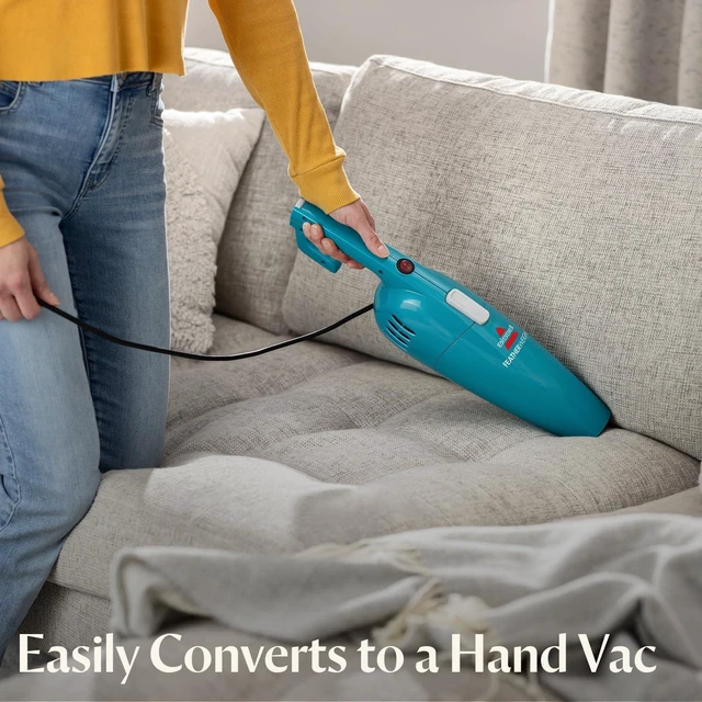 Alt view image 4 of 6 - Bissell 2033 Featherweight Stick Lightweight Bagless Vacuum and Electric Broom with Crevice Tool for Hard Floors and Carpets, Blue