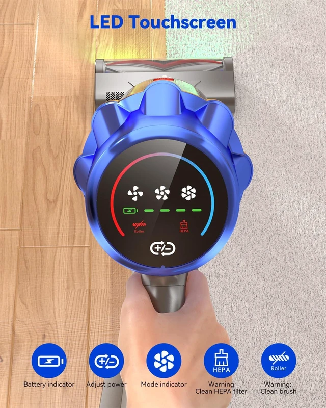 Alt view image 5 of 7 - H9 Cordless Vacuum Cleaner, 700W 58kPa 90 Mins Runtime Stick Vacuum, Self-Standing Wireless Vac with 6 Green LEDs, Anti-Tangle Brush for Home, Pet Hair, Carpets & Hard Floor