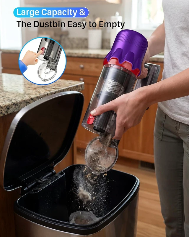 Alt view image 5 of 7 - Cordless Vacuum Cleaner for Home - Powerful Stick Vacuum with HEPA Filter, 55-Min Runtime, LED Light, Anti-Tangle Brush, Detachable Battery,Lightweight Vacuum for Pet Hair,Carpets & Hard Floors