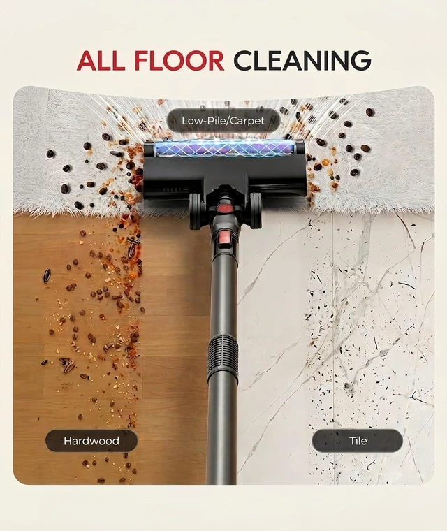 Alt view image 5 of 7 - Cordless Vacuum Cleaner 40Kpa 45Min 6-in-1 Self-Standing