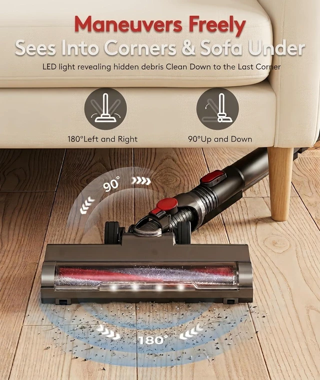 Alt view image 7 of 7 - Cordless Vacuum Cleaner 40Kpa 45Min 6-in-1 Self-Standing