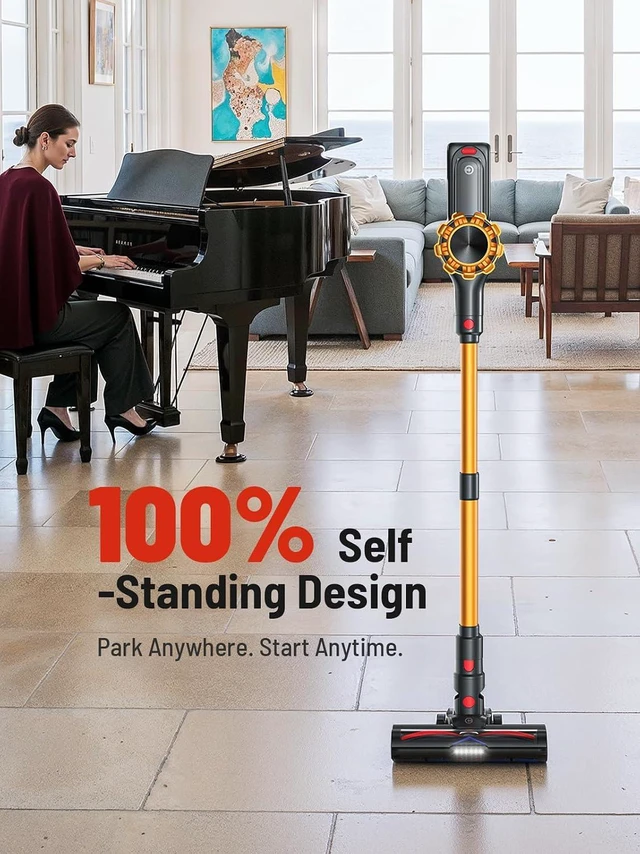 Alt view image 5 of 7 - CHEBIO Cordless Vacuum Cleaner, 550W/45Kpa Vacuum Cleaners for Home, Self-Standing&Anti-Tangle, 65Mins Stick Vacuum with LED Display, 8 in 1 Lightweight Vacuums for Hard Floor/Carpet/Pet Hair